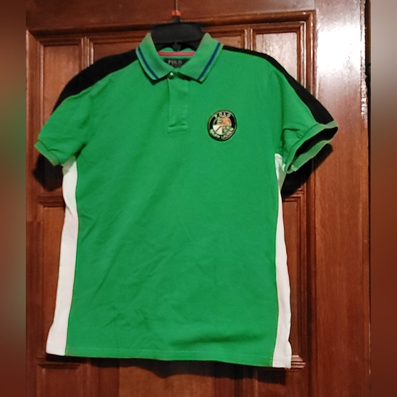 Ralph Lauren Mens Polo Shirt Custom Fit 2-Button Green 100 % Cotton Size Medium - Picture 1 of 8